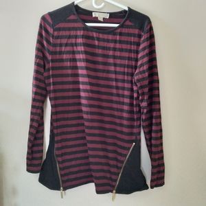 Michael Kors stripped long sleeve w zippers large